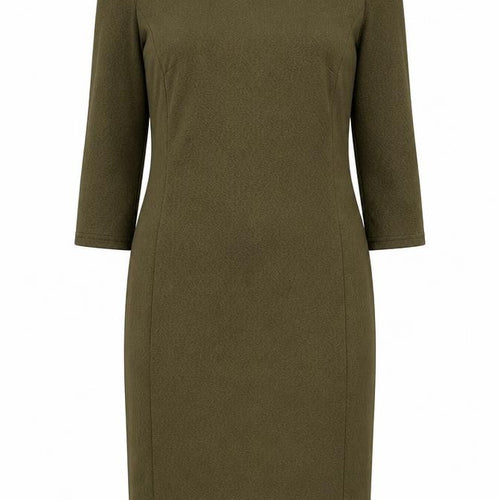 Simon Jeffrey Womens Green Polyester Pencil Dress Size 12 Round Neck Zip