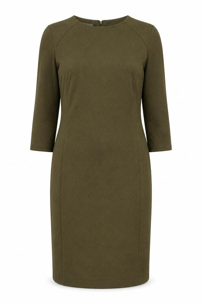 Simon Jeffrey Womens Green Polyester Pencil Dress Size 12 Round Neck Zip