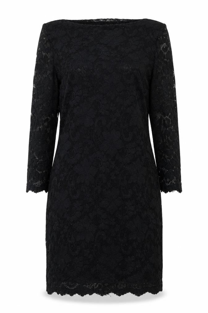 Front view of New Look women’s black floral nylon mini, size UK 10, boat neck pullover