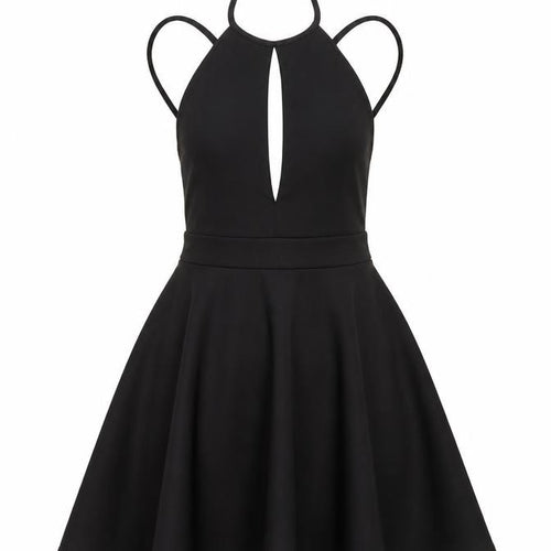 Oh My Love Womens Black Polyester Fit & Flare Size XS Halter Hook & Eye