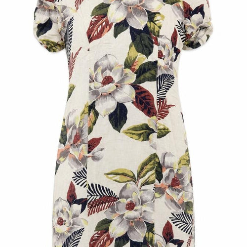 NU-OZ Womens White Floral Polyester A-Line Size 10 Boat Neck Zip
