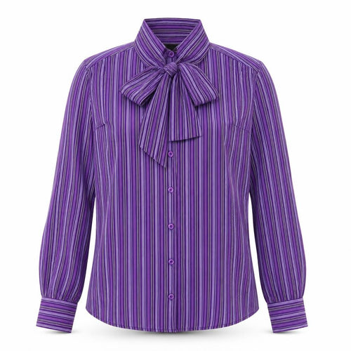 Incorporate Wear Womens Purple Striped 100% Cotton Basic Button-Up Size 8 Mock Neck