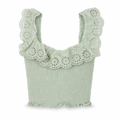 New Look Girls Green Viscose Cropped Tank Size 12 Years Square Neck Pullover