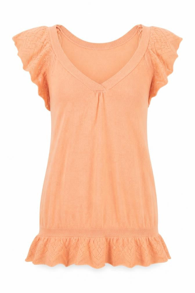 Miss Selfridge Womens Orange Acrylic Tunic Tank Size 8 V-Neck
