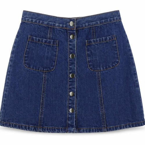 Cooperative Womens Blue Cotton Mini Skirt Size XS Button