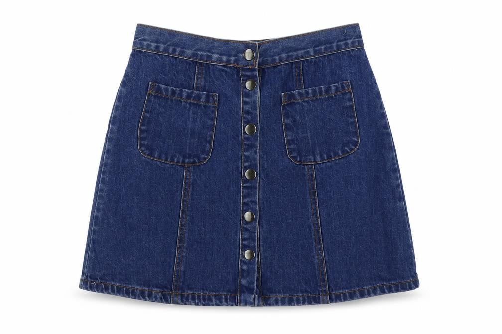 Cooperative Womens Blue Cotton Mini Skirt Size XS Button