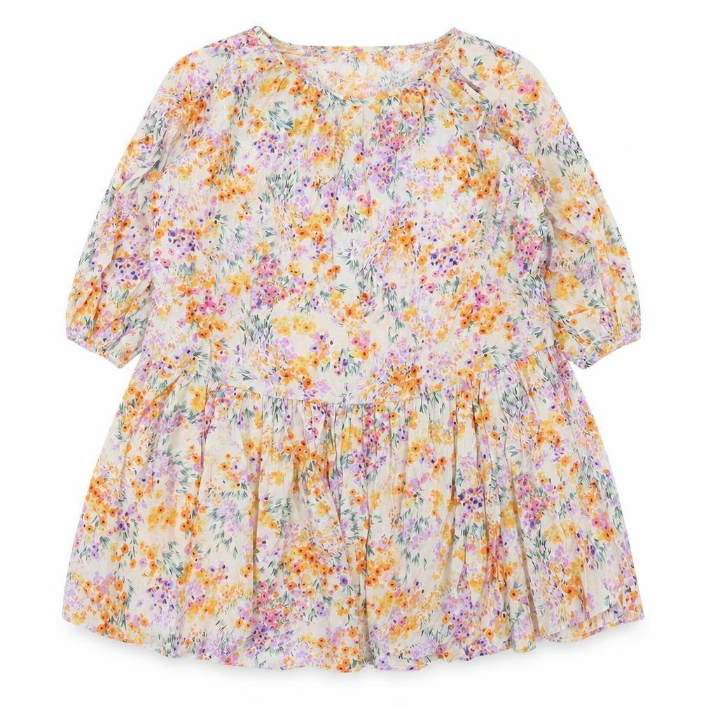 Front view of H&M women’s multicoloured floral viscose a-line, size S, boat neck pullover