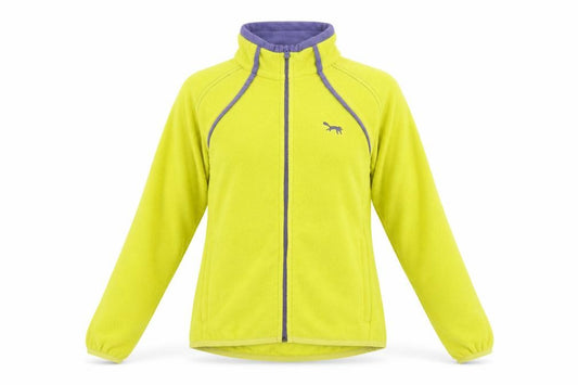 Front view of Outdoor Scene women’s yellow high neck polyester full zip jumper, size UK 12