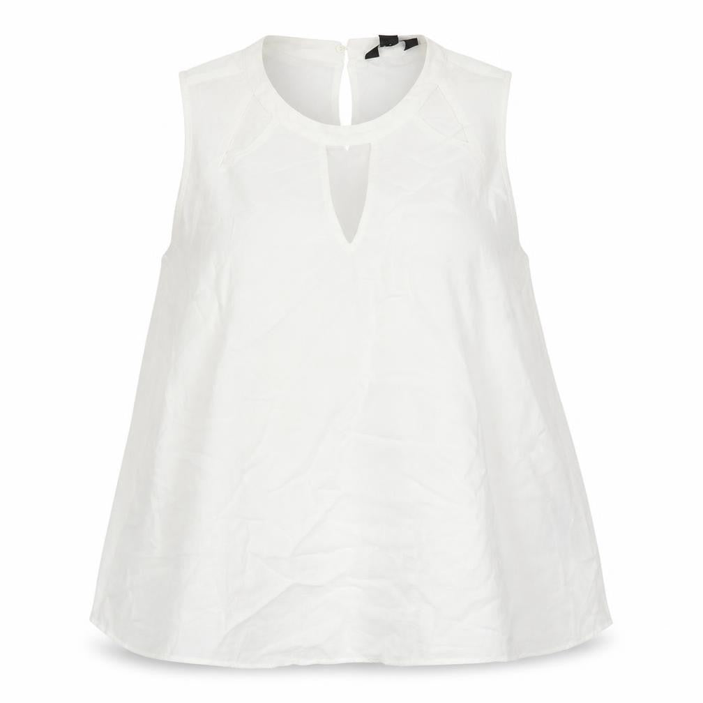 Front view of New Look women’s white viscose basic tank, size UK 16, boat neck