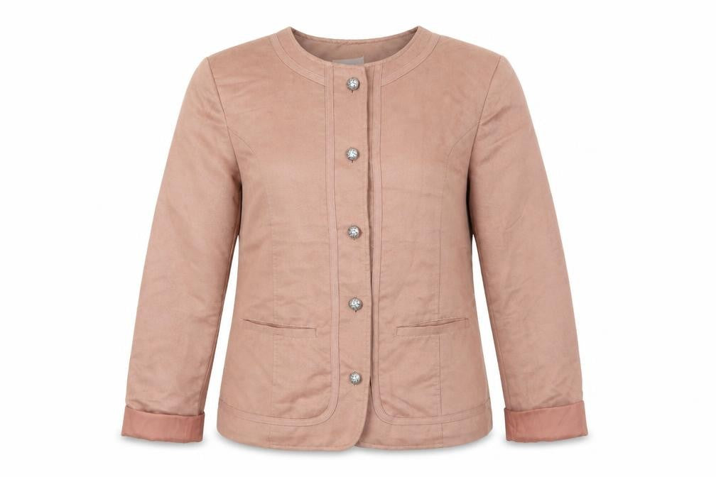 Front view of Damart women’s pink jacket blazer, size UK 12, button