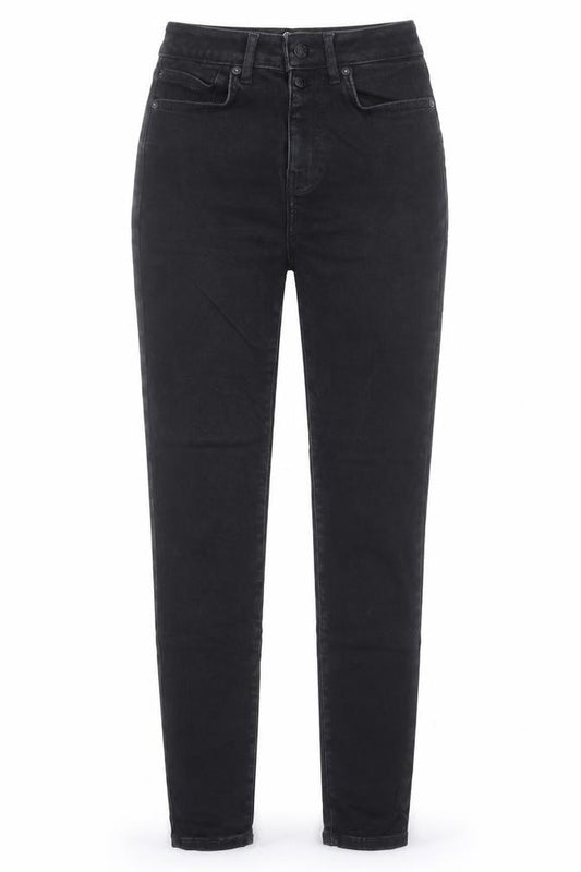 Front view of Next women’s black cotton skinny jeans, size UK 26, in, 30-inch leg regular button