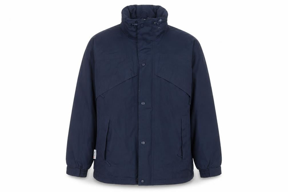 Front view of Result men’s blue windbreaker jacket, size S, zip