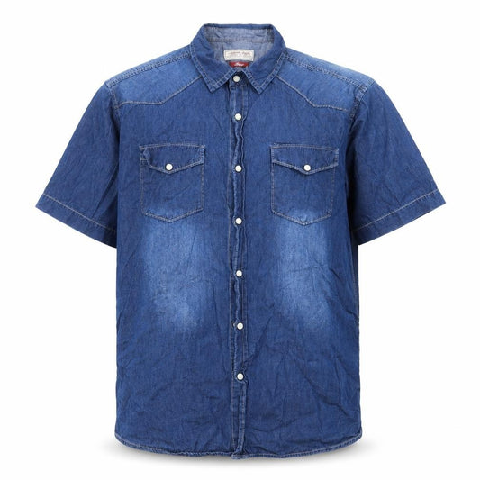 TU Mens Blue Cotton Button-Up Size L Collared Button