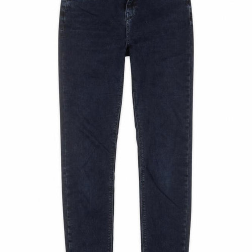 Topshop Womens Blue Cotton Skinny Jeans Size 26 in L28 in Regular Button - To Fit 32