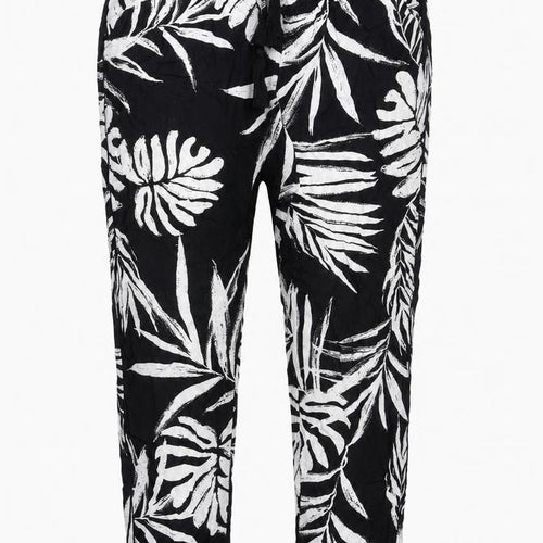 Debenhams Womens Black Floral Viscose Trousers Size 6 L23 in Regular Drawstring
