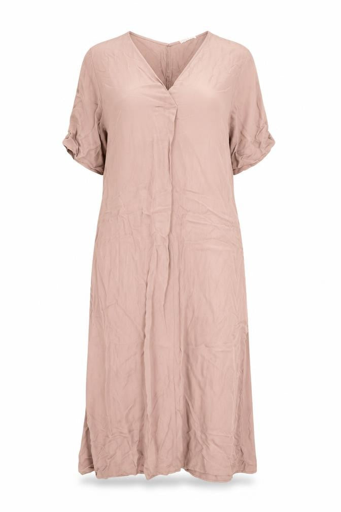 Front view of Oysho women’s pink viscose a-line, size S, v-neck pullover
