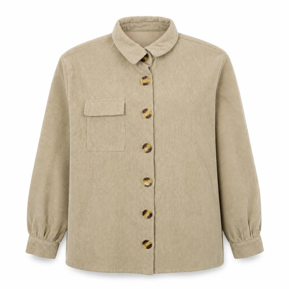 Front view of Nasty Gal women’s beige jacket, size UK 6, button