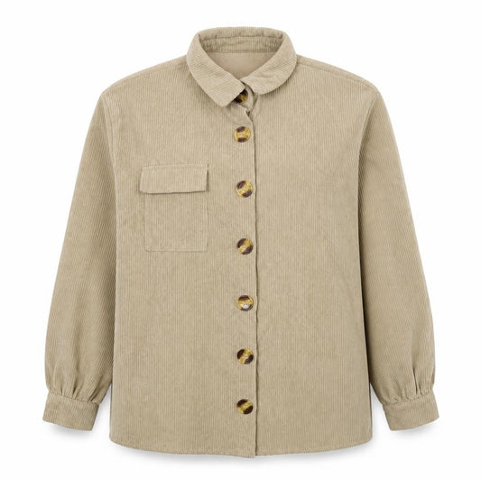 Front view of Nasty Gal women’s beige jacket, size UK 6, button