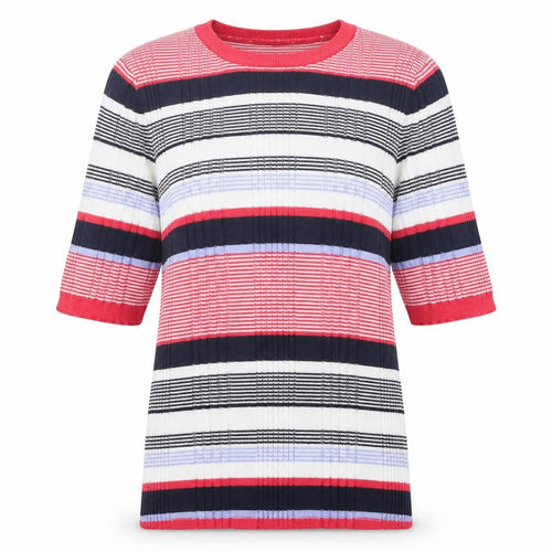 Marks and Spencer Womens Multicoloured Round Neck Striped Acrylic Pullover Jumper Size 6 - Ribbed