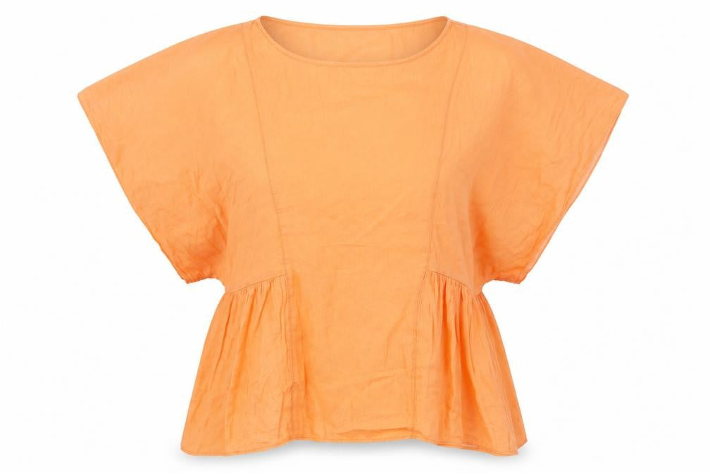 Front view of Zara women’s orange polyester basic blouse, size XS, round neck