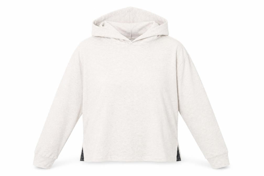 Front view of Next women’s beige polyester pullover hoodie, size S, pullover