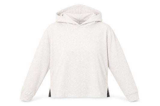 Front view of Next women’s beige polyester pullover hoodie, size S, pullover