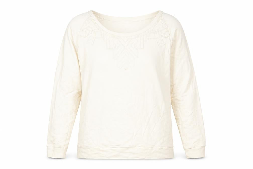 Front view of ESMARA women’s beige cotton pullover sweatshirt, size UK 10, pullover