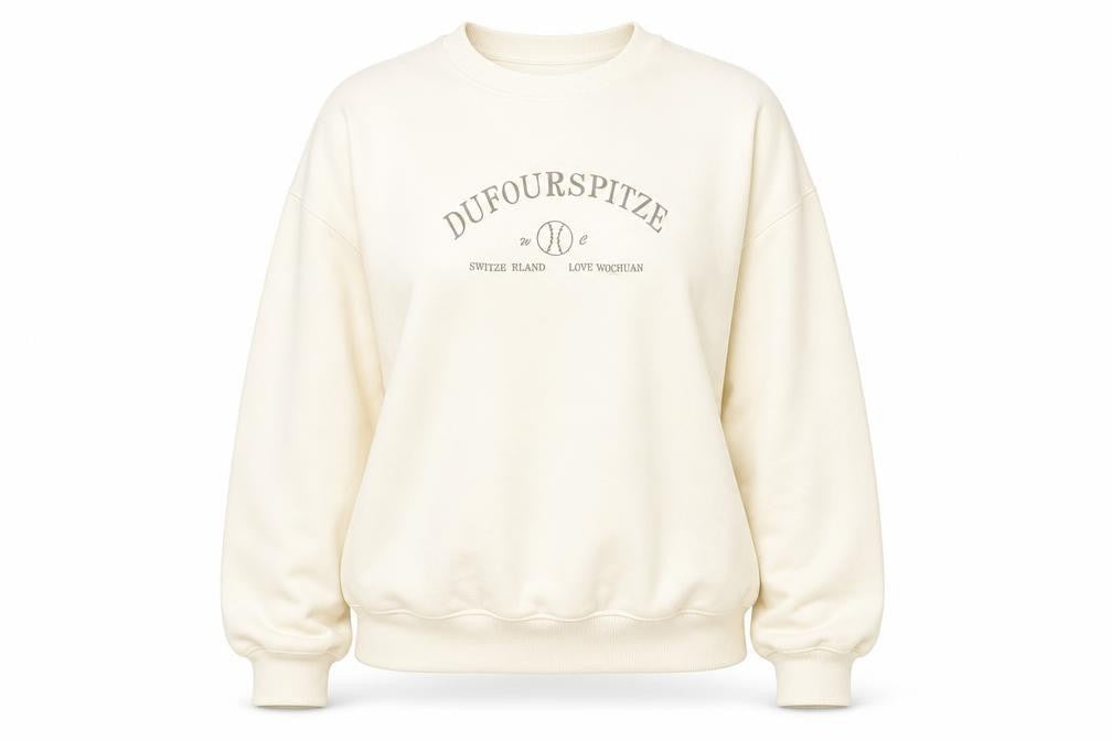 Front view of SHEIN women’s ivory polyester pullover sweatshirt, size S, pullover