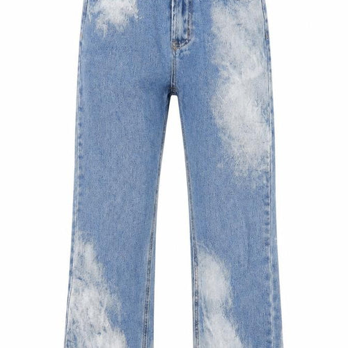 Momokrom Womens Blue Cotton Straight Jeans Size 6 L26 in Regular Zip - Acid Wash