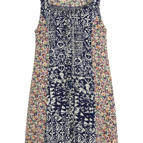 Mystic Womens Multicoloured Geometric Rayon Tank Dress Size M Round Neck Pullover