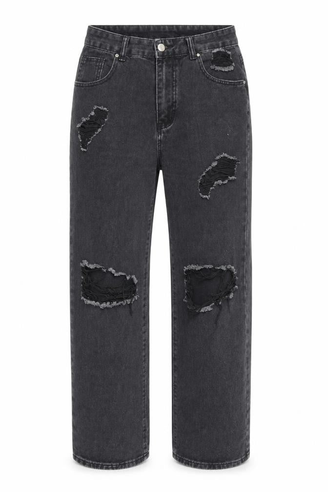 SheIn Womens Black Cotton Straight Jeans Size M L28.5 in Regular Zip