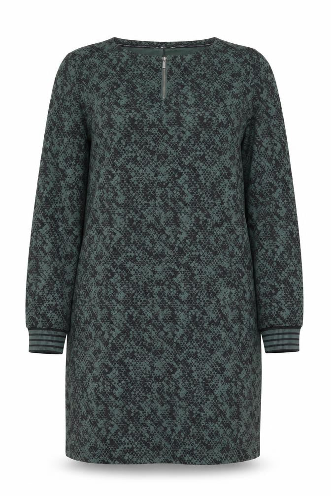 Sandwich Womens Green Geometric Cotton Sheath Size S Boat Neck Zip