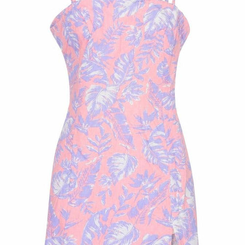 New Look Womens Pink Floral Cotton Mini Size 14 Square Neck Zip