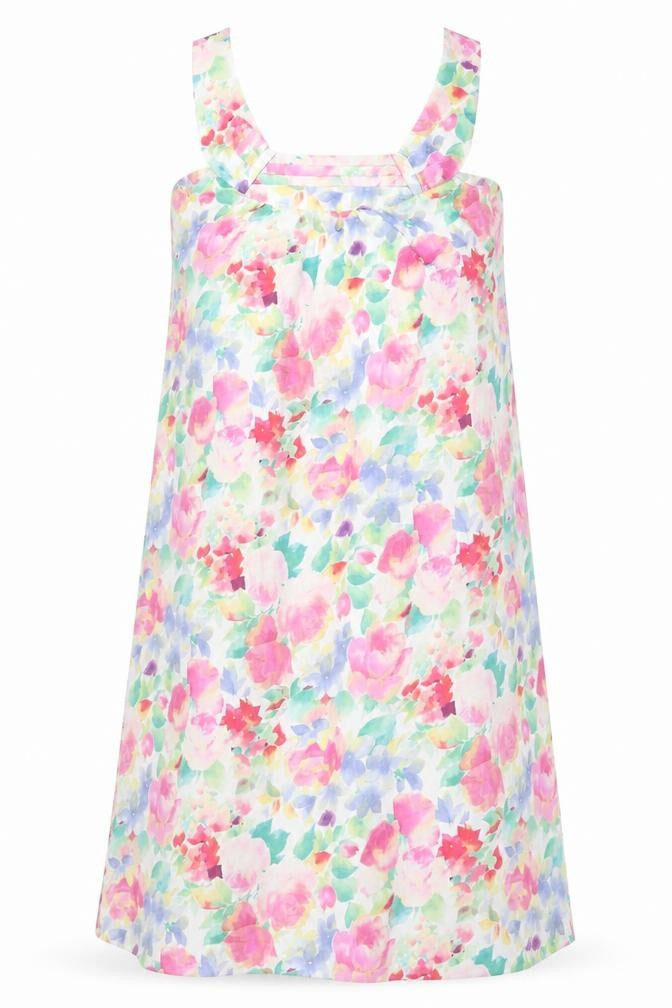 Front view of David Napier women’s multicoloured geometric polyester slip dress, size S, round neck pullover