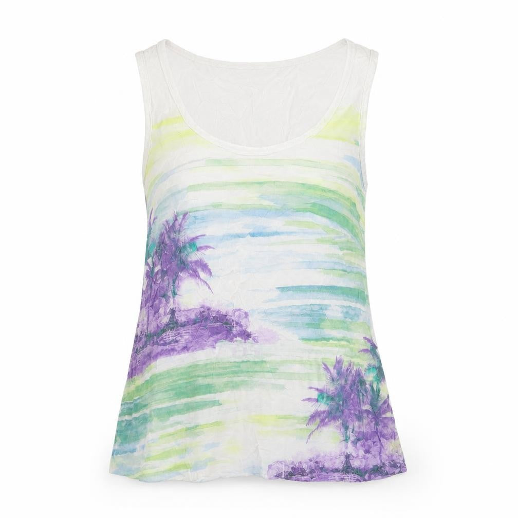 Front view of George women’s multicoloured viscose basic tank, size UK 8, scoop neck