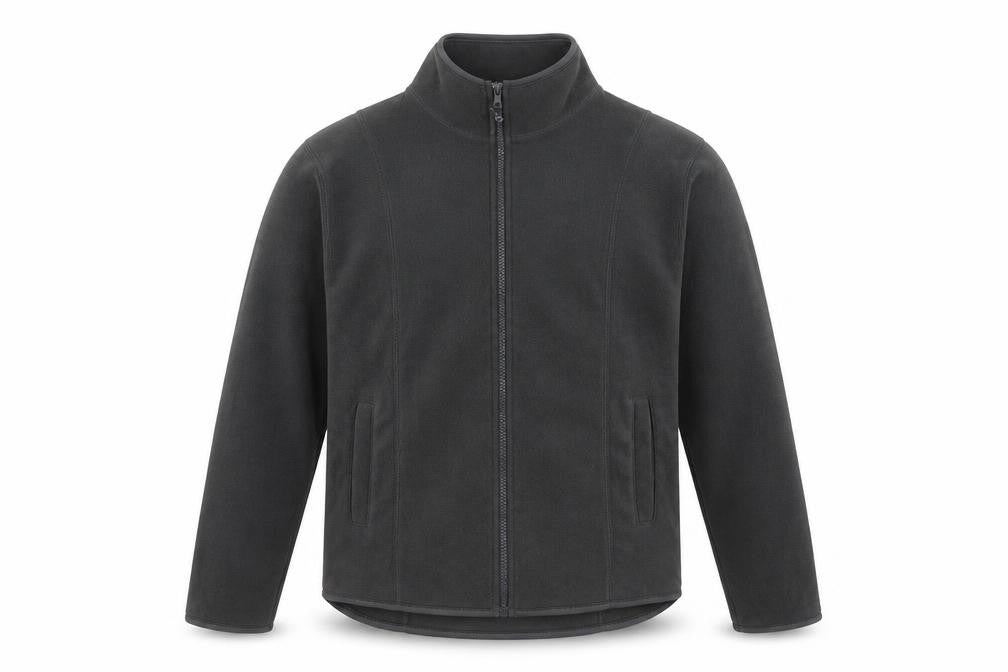 Front view of James & Nicholson men’s grey jacket, size M, zip