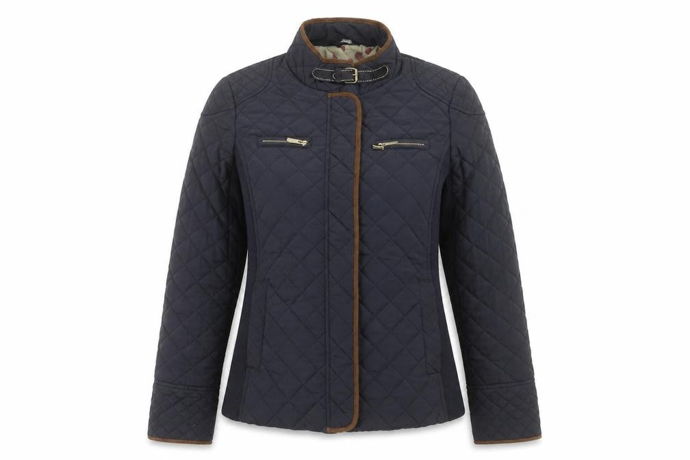 Front view of F&F women’s blue jacket, size UK 10, zip