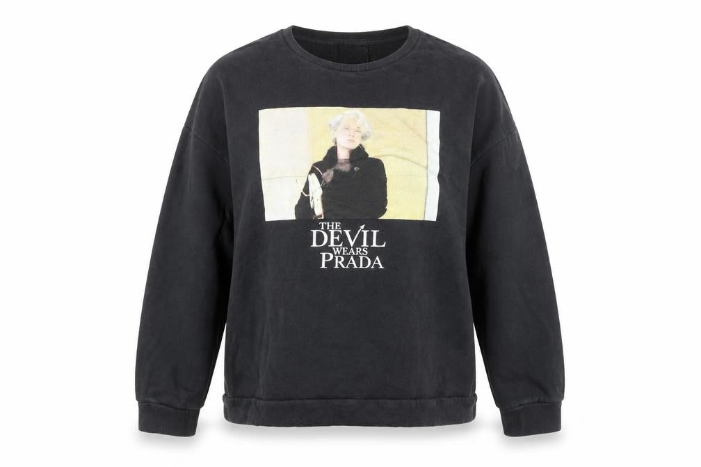 Front view of Zara women’s black polyester pullover sweatshirt, size L, pullover - the devil wears prada