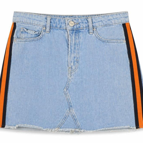 Koton Jeans Womens Blue Cotton Mini Skirt Size 12 Button - Side Stripe