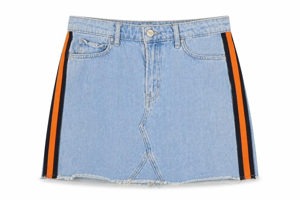 Koton Jeans Womens Blue Cotton Mini Skirt Size 12 Button - Side Stripe