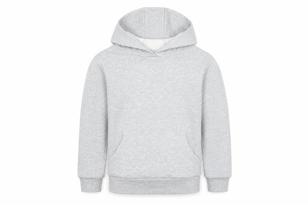 Front view of Marks & Spencer girls’ grey cotton pullover hoodie, size 8-9, years pullover