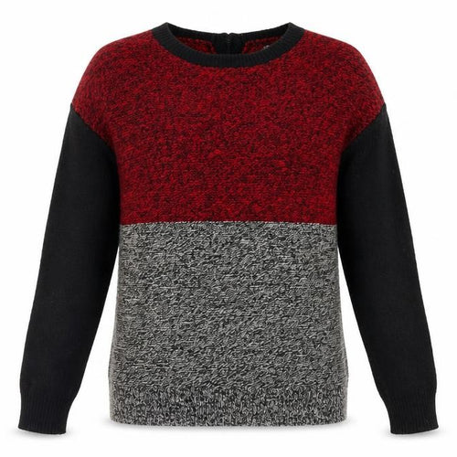 Mango Womens Red Round Neck Acrylic Pullover Jumper Size 8 - Colourblock
