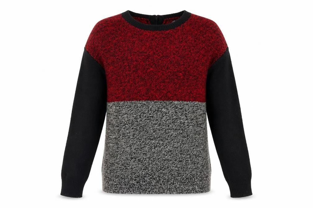 Mango Womens Red Round Neck Acrylic Pullover Jumper Size 8 - Colourblock