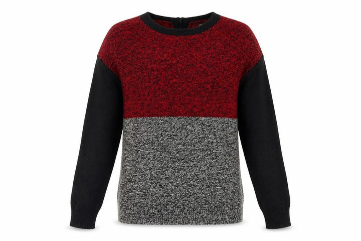 Mango Womens Red Round Neck Acrylic Pullover Jumper Size 8 - Colourblock