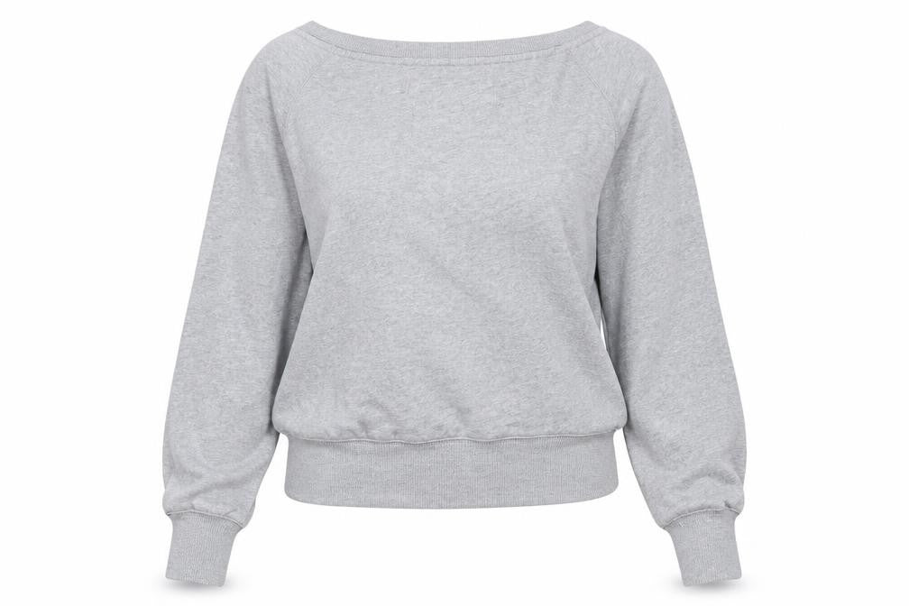 Front view of New Look women’s grey cotton pullover sweatshirt, size UK 8, pullover