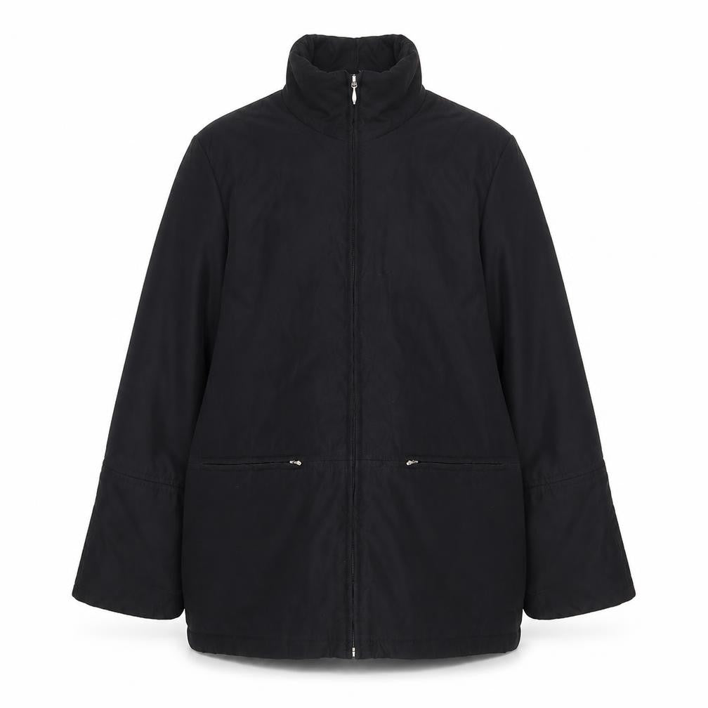 Front view of House of Fraser women’s black jacket coat, size UK 12, zip