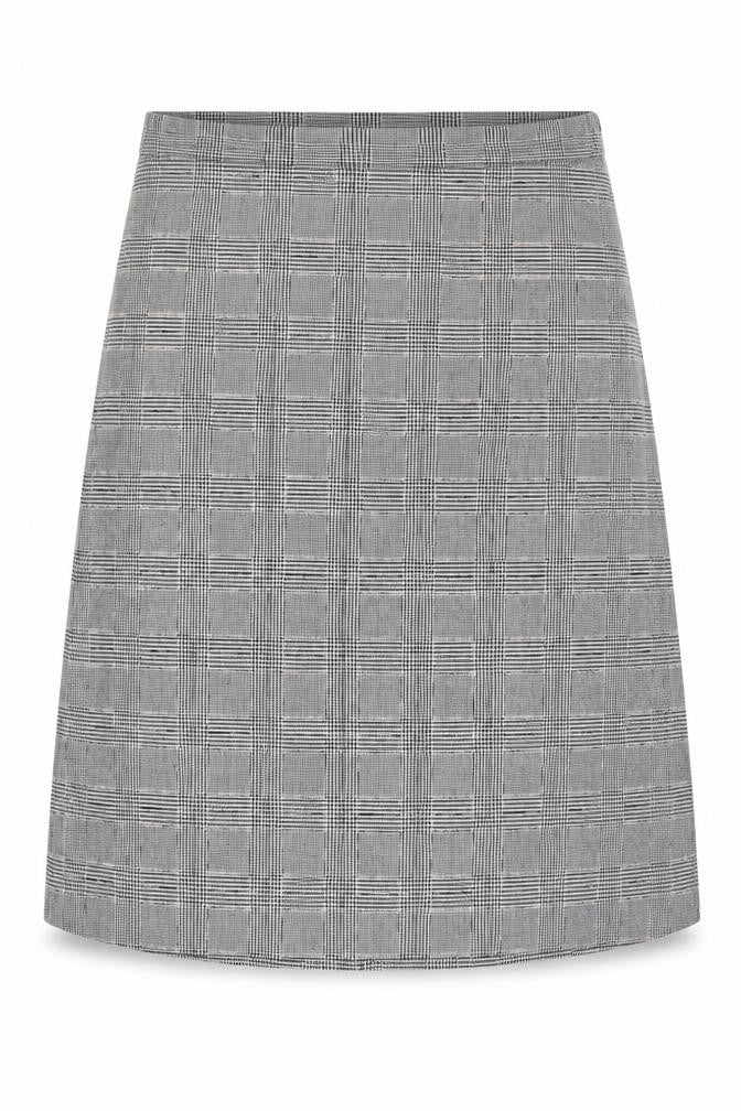 Front view of Classics women’s multicoloured plaid polyester a-line skirt, size UK 34, in
