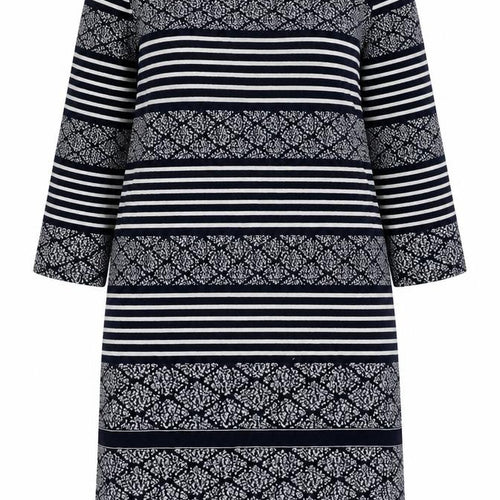 Per Una Womens Blue Geometric Cotton A-Line Size 14 Scoop Neck Zip