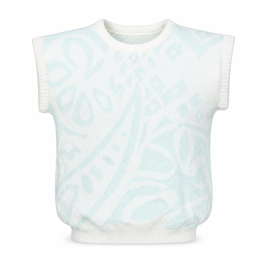 Littlewoods Womens White Round Neck Geometric Acrylic Pullover Jumper Size 10