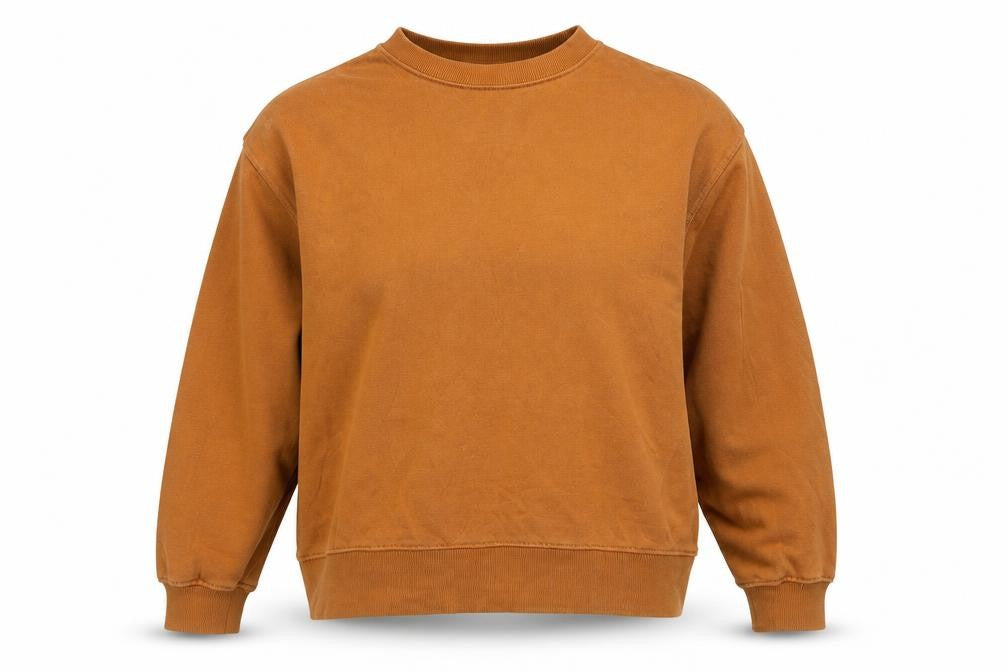Front view of H&M women’s orange cotton pullover sweatshirt, size S, pullover